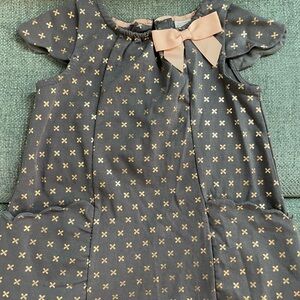 Cathrine malandrino Gray Dress with Gold Accents and Bow